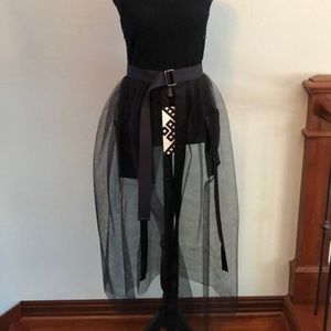 NWT Gothic raver Black Tulle Maxi Skirt/Cover Up.